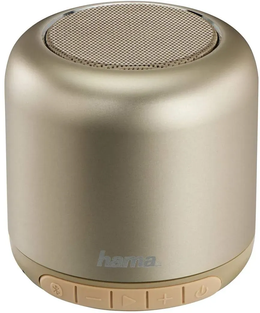 Hama Bluetooth Lautsprecher mit Akku (3W Musikbox, 8h Spielzeit, schnelles Aufladen in 2h, Mini Bluetooth Box mit 10m Reichweite, tragbar, kabellos, AUX, Mikrofon, Freisprechfunktion) gold,goldfarben