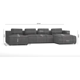s-style möbel Sessel Bello Cord 327 x 176 x 64 cm Grau