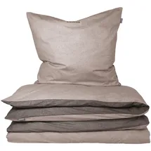 SCHIESSER Doubleface Renforcé taupe-dunkelgrau 135 x 200 cm + 80 x 80 cm 