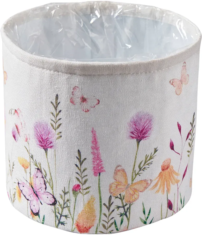 Topf Stoff 13x13cm 3St.mit Blumen bunt