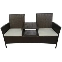 furnicato Gartensofa 2-Sitzer mit Teetisch Poly Rattan Braun