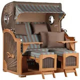 Mr. Deko Strandkorb Düne Grande Bullauge Teak PE Grey Dessin 520