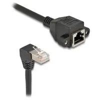 DeLock 80313 RJ45 Patchkabel CAT 6a S/FTP Stecker Stecker 90° gewinkelt zu RJ45 Einbaubuchse Cat.6A 3 m Schwarz