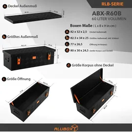 AluBox Werkzeugkiste Riffelblech 60 L Schwarz 82,5x34x25 cm