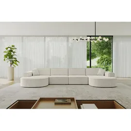 altdecor Wohnlandschaft Hellgrau, Textil, 6-Sitzer, U-Form 388x79x171 cm, Wohnzimmer, Sofas - Couches, Wohnlandschaften, Wohnlandschaften in U-Form