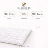 HANSKRUCHEN GmbH Hanskruchen® Daunendecke 155x220 cm Leicht 100% Daunen waschbar Allergiker Decke atmungsaktiv Bettdecke weiß - Weiß