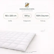 HANSKRUCHEN GmbH Hanskruchen® Daunendecke 155x220 cm Leicht 100% Daunen waschbar Allergiker Decke atmungsaktiv Bettdecke weiß - Weiß
