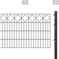 Arvotec Doppelstabmattenzaun "ESSENTIAL 80 zum Einbetonieren "Karo" mit Zierleiste" Zaunelemente Zaunhöhe 80 cm, Zaunlänge 2 - 60 m Gr. H/L: 80cm x 38 m, Pfosten: 20 St., grau (anthrazit)