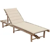vidaXL Garten-Sonnenliege mit Auflage Bambus Cremeweiß