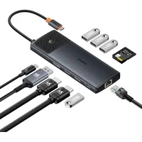 Baseus Gleam Series II USB-A/USB-C PD/HDMI/DP/RJ45/SD/TF – Schwarz