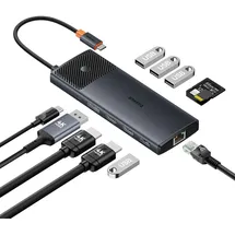 Baseus Gleam Series II USB-A/USB-C PD/HDMI/DP/RJ45/SD/TF – Schwarz