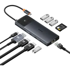 Baseus Gleam Series II USB-A/USB-C PD/HDMI/DP/RJ45/SD/TF – Schwarz