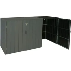 Mendler XL 1er-/2er-WPC-Mülltonnenverkleidung Erweiterung HWC-J28, Premium Mülltonnenbox, Metall Holzoptik ~ anthrazit