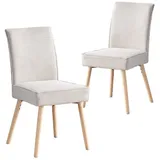 B&D home Cedric Esszimmerstühle 2er Set Anthrazit | Küchenstuhl Holz mit komfortabler Taschenfederkern-Polsterung | Polsterstuhl Kord Stoff im Skandi Design