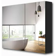 EMKE Emke, Spiegelschrank, Spiegelschränke 85x65cm Spiegelschrank Badschrank mit Doppelseitiger Spiegel (Schwarz) (65 x 85 cm)