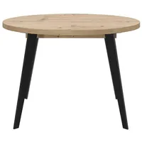 Esstisch Wels (Esstisch, Tisch), rund, ausziehbar bis zu 155 cm, Schwarze Beine aus Metall