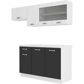 Küchen-Preisbombe Küchenzeile Omega Mini 180 cm Schwarz-Weiß