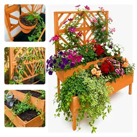 Relaxdays Hochbeet Blumenkasten 135 x 109 x 62 cm Orange