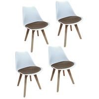 HTI-Living Esszimmerstuhl Stuhl Atlanta Velvet 4er-Set (Set, 4 St), Esszimmerstuhl Kunststoffschale Samtbezug Holzfüße braun|weiß