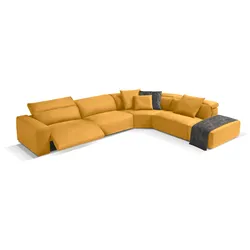 Ecksofa EGOITALIANO "Beverly, extravangantes Designsofa mit erstklassigem Sitzkomfort", gelb, B:378cm H:95cm T:282cm, Sofas, wahlweise mit elektrischer Relaxfunktion, Kopfteilverstellung