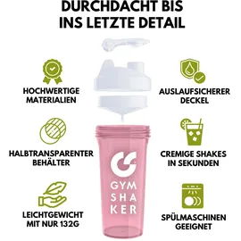 gymshaker Protein Shaker 800 ml mit Wabenstruktur-Sieb rosa