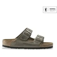 Birkenstock für Herren. 1019313 Sandalen aus Leder Arizona Soft Footbed Oiled (reguläre Passform) grünbraun (42), Beige, Wohnung, Keine, Läs