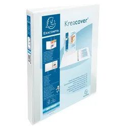 Exacompta Präsentationsringbuch mit Taschen, weiß, 2 Ringe D, 20 mm, mit 2 Klarsichttaschen außen
