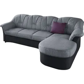 DOMO collection Eckcouch Kunstleder 3-Sitzer Schwarz/Silber