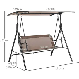 Outsunny Hollywoodschaukel Braun 3-Sitzer