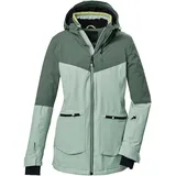 KILLTEC Damen Skijacke/Funktionsjacke mit Kapuze, Schneefang und Unterarmventilation KSW 40 WMN SKI JCKT, hell stahlmint, 42,