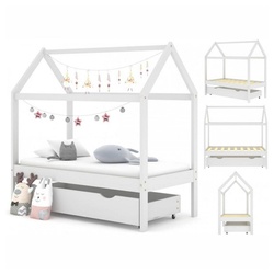 vidaXL Kinderbett »Kinderbett mit Schublade Himmelbett Bettgestell Weiß Massivholz Kiefer 70x140 cm« weiß