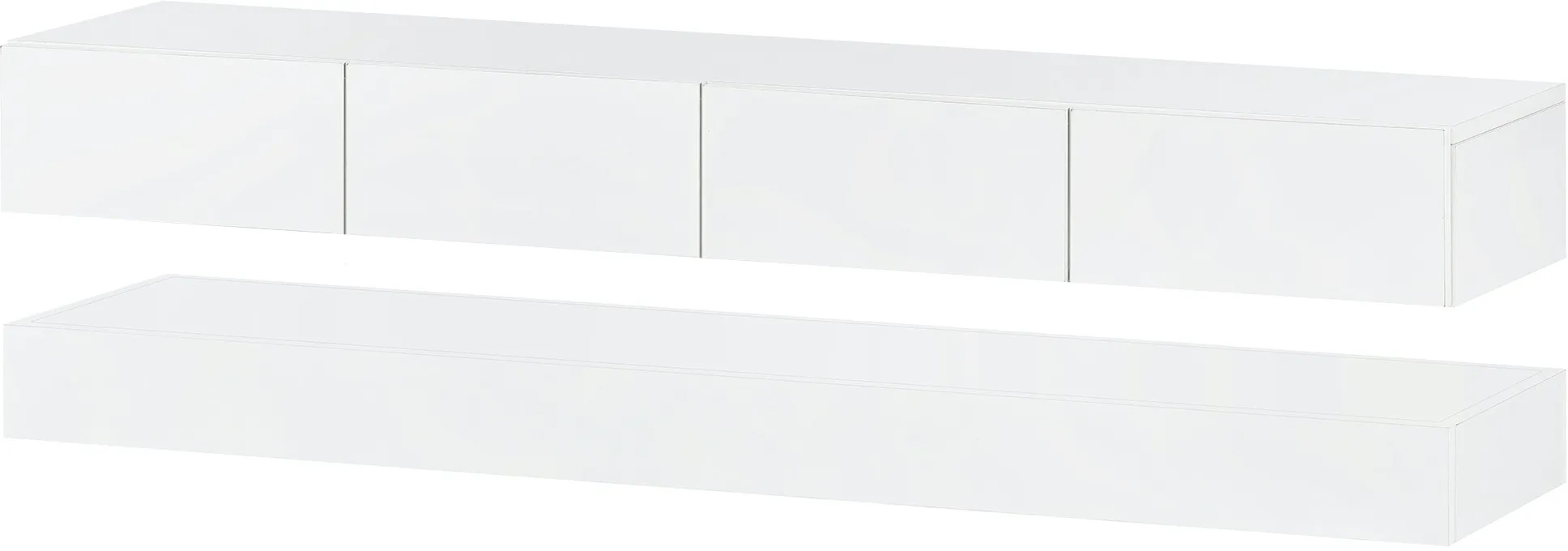 Merax LED TV Lowboard, Wandmontierter TV-Schrank, 16-farbige LED für bis zu 55 Zoll Fernseher Weiß