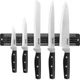 hecef Messer Magnetleiste mit 5 Teilig Scharfe Küchenmesser Set, 33 cm Messerhalter Magnetisch mit Edelstahl Messer Set, Magnet (Schwarz)