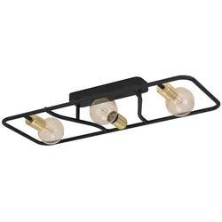 EGLO Deckenleuchte "MESSINARO", schwarz (schwarz, messing, gebürstet), H: 11,50cm, Lampen, Deckenleuchte, Metall in Schwarz und Messing-Gebürstet, E27 Fassung