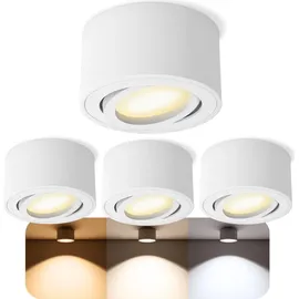 SSC-LUXon CELI-1WM Aufbau Deckenspots LED schwenkbar - mit 4x LED Modul 4W warmweiß 230V - Aufputz Spots weiß