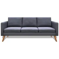 vidaXL Sofa 3-Sitzer Stoff Dunkelgrau