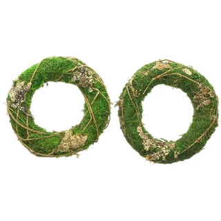 Frank Flechtwaren Mooskranz Petit, 2er Set, Naturmoos, Rinde, Zweige Maße: Ø 20 x 4 cm, Innen-Ø 10 cm