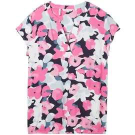 TOM TAILOR Damen Kurzarm-Bluse mit Muster , pink colorful floral design, 36