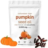 180pcs Kürbiskernöl, Kaltgepresst Kürbiskernöl, 2-in-1 Formula Kürbiskernöl für Haarwachstum, Unterstützt die Haaren Gesundheit