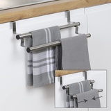 Haushalt International Handtuchhalter Küche ausziehbar 25-40cm Edelstahl 2Stangen aufhängen Schrank Tür