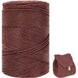 ZHANGXIAOMIN Polyester Garn 3mm X 225m,Makramee Garn 3mm,Makramee Band,Polypropylene Yarn,Geflochten Makramee Schnur Farbig,garn Zum Häkeln Für Stricken,Dekoration DIY Handwerk (Dunkelbraun)