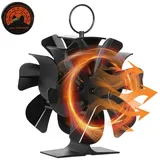 Clanmacy Kaminventilator 12 Flügel Ofenventilator Kaminofen Ventilator Stromloser Lüfter Stove schwarz