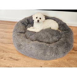 Pamek Hundekorb küscheliges Tierbett Hunde-Himmel Plüsch für Hunde und Katzen, Einfache Reinigung in der Waschmaschiene. grau|silberfarben 100 cm