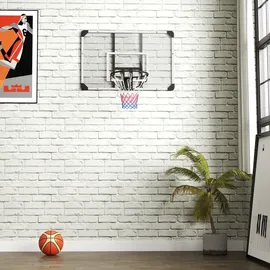 sportnow Basketballkorb Basketballbrett mit Korb Wandmontage für Outdoor, Stahl - Schwarz/Transparent/Weiß