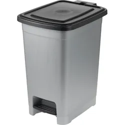 Mülleimer KEEEPER "olaf", silber (light silber), B:36,5cm H:44cm T:27cm, Kunststoff, Mülleimer, leicht zu reinigen, komfortables Öffnen und Schließen mit Tretpedal
