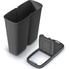 KEDEN MONZANA® Mülleimer Küche 50L 2 Fächer mit Deckel Druckknopf Abfalleimer Büro Papierkorb Biomüll Gelber Sack Mülltrennsystem Recycling Schwarz