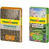 Floragard Blähton Tongranulat zur Drainage 25 L & Florahum Pflanzerde 70 L • Universalerde • für Blumenbeete, Stauden, Sträucher, Gehölze und andere Gartenpflanzen