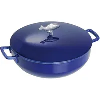 Staub 40510-326-0 Fisch Cocotte 28 cm Gusseisen Induktionsgeeignet Dunkelblau, Pfanne + Kochtopf, Blau