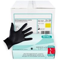 Hypafol Nitril-Handschuhe S-XL, Puderfrei I mit Rollrand, Finger texturiert schwarz L