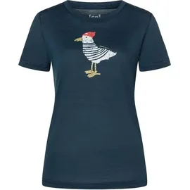 super.natural - Women's Johnny Tee - Merinoshirt Gr L blau/ various